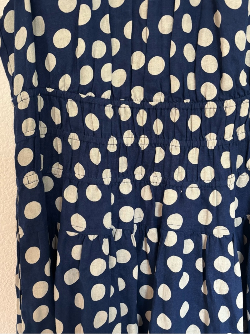 J. Crew Navy and White Polka Dot Sleeveless Midi Dress - Picture 5 of 9